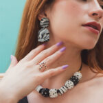 COMBO B&W (ARETES ZEBRA+ COLLAR DÁLMATA +ANILLO SERPIENTE)