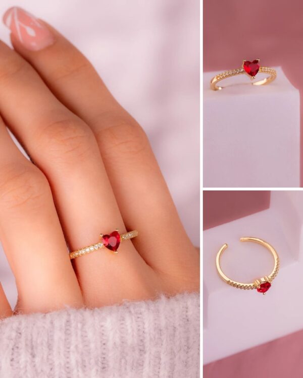 ANILLO CORAZÓN ROJO AJUSTABLE - Imagen 4