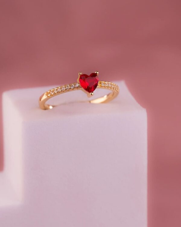 ANILLO CORAZÓN ROJO AJUSTABLE - Imagen 3