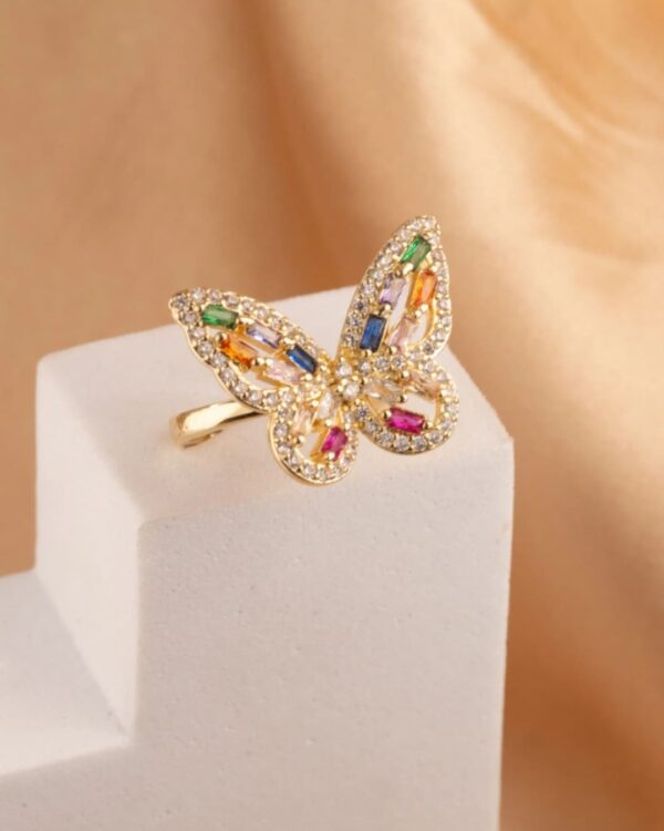 ANILLO MARIPOSA MULTICOLOR AJUSTABLE - Imagen 2