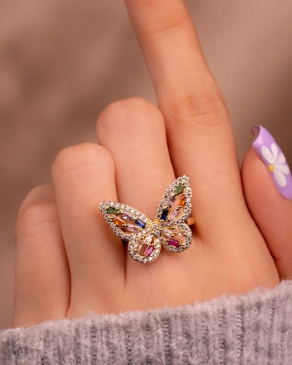 ANILLO MARIPOSA MULTICOLOR AJUSTABLE