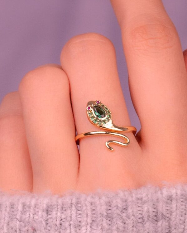 ANILLO SERPIENTE CABEZA VERDE AJUSTABLE