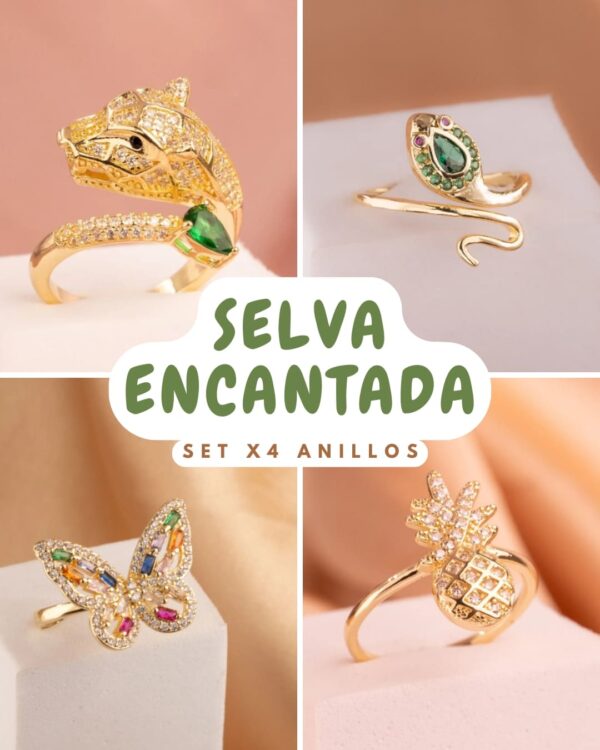 SET X4 ANILLOS SELVA ENCANTADA