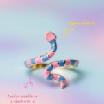 ANILLO SERPIENTE RAYAS ROSADO-AZUL AJUSTABLE