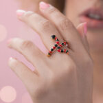 ANILLO SERPIENTE RAYAS ROJO-NEGRO AJUSTABLE