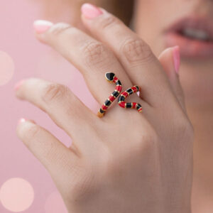 ANILLO SERPIENTE RAYAS ROJO-NEGRO AJUSTABLE