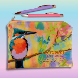 ESTUCHE CARTUCHERA PÁJARO MARTÍN PESCADOR PASTEL