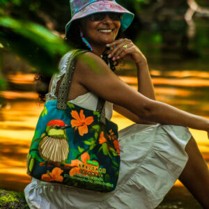 TOTE BAG PÁJARO SALTARIN RAYADO OSCURO / MARMOLEADO